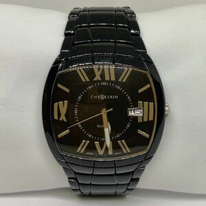 Chereskin black tone men’s Quartz analog date watch 42mm 7.5” running